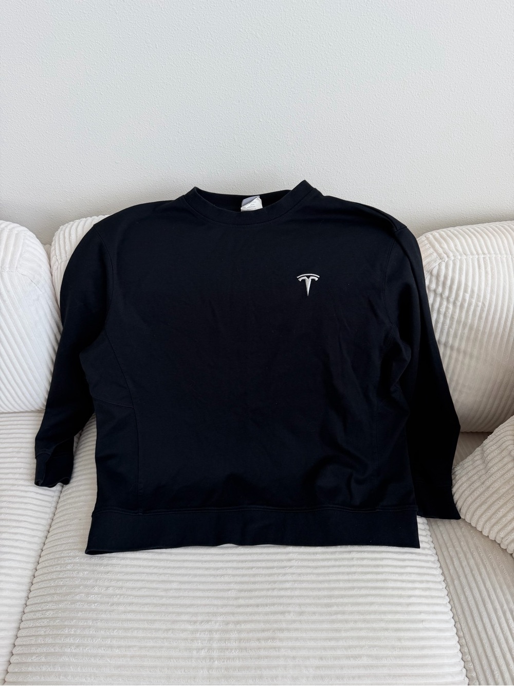 Tesla Black Crewneck Sweatshirt with White Logo